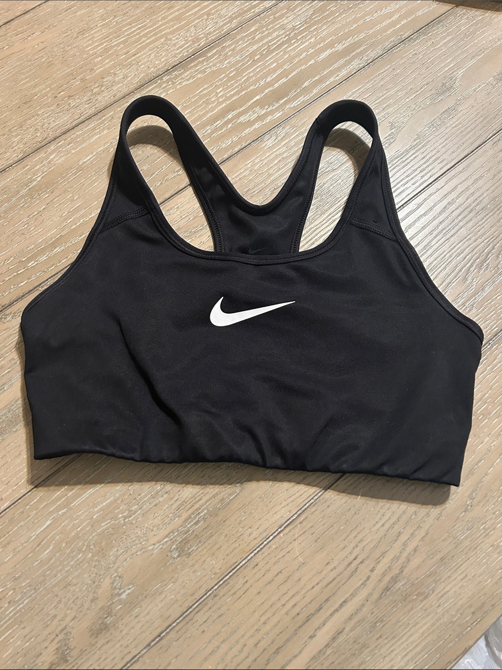 Nike Black Sports Bra with White Swoosh Racerback Small